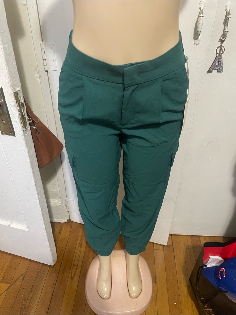 Green Cropped Utility Pants